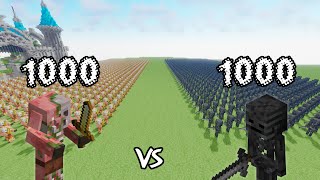 1000 Zombified Piglins Vs 1000 Wither Skeletons | Minecraft
