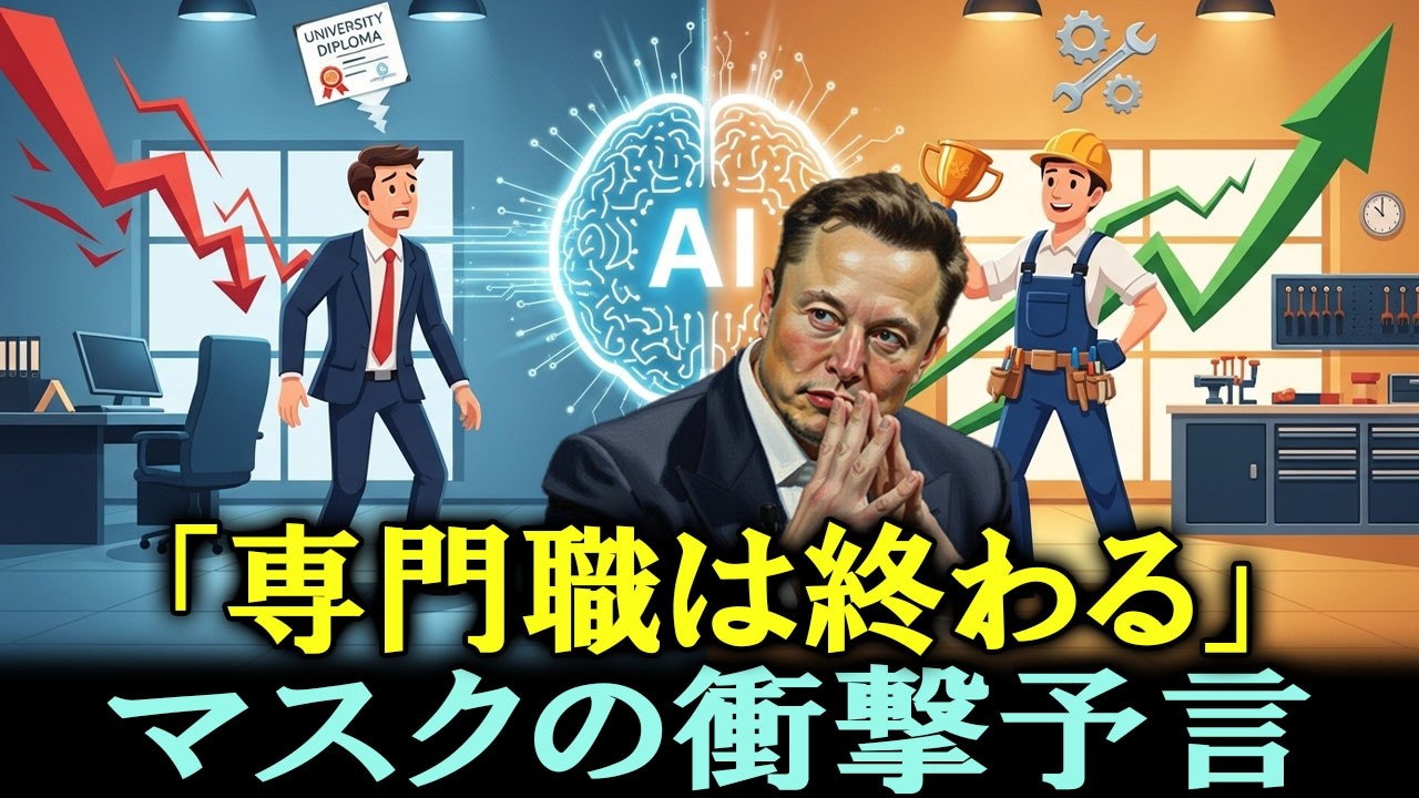 【衝撃】イーロン・マスクの恐るべき警告「高所得専門職は完全終了する」AI時代を生き抜くサバイバル戦略7ステップ!