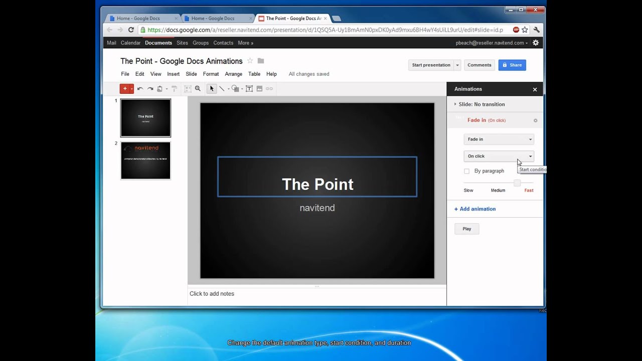 google docs presentation video