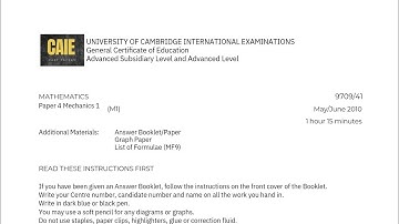 2010/M/J/41/9709 || M1 Mechanics|A Level Mathematics