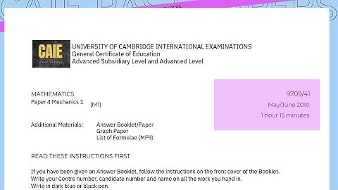2010/M/J/41/9709 || M1 Mechanics|A Level Mathematics