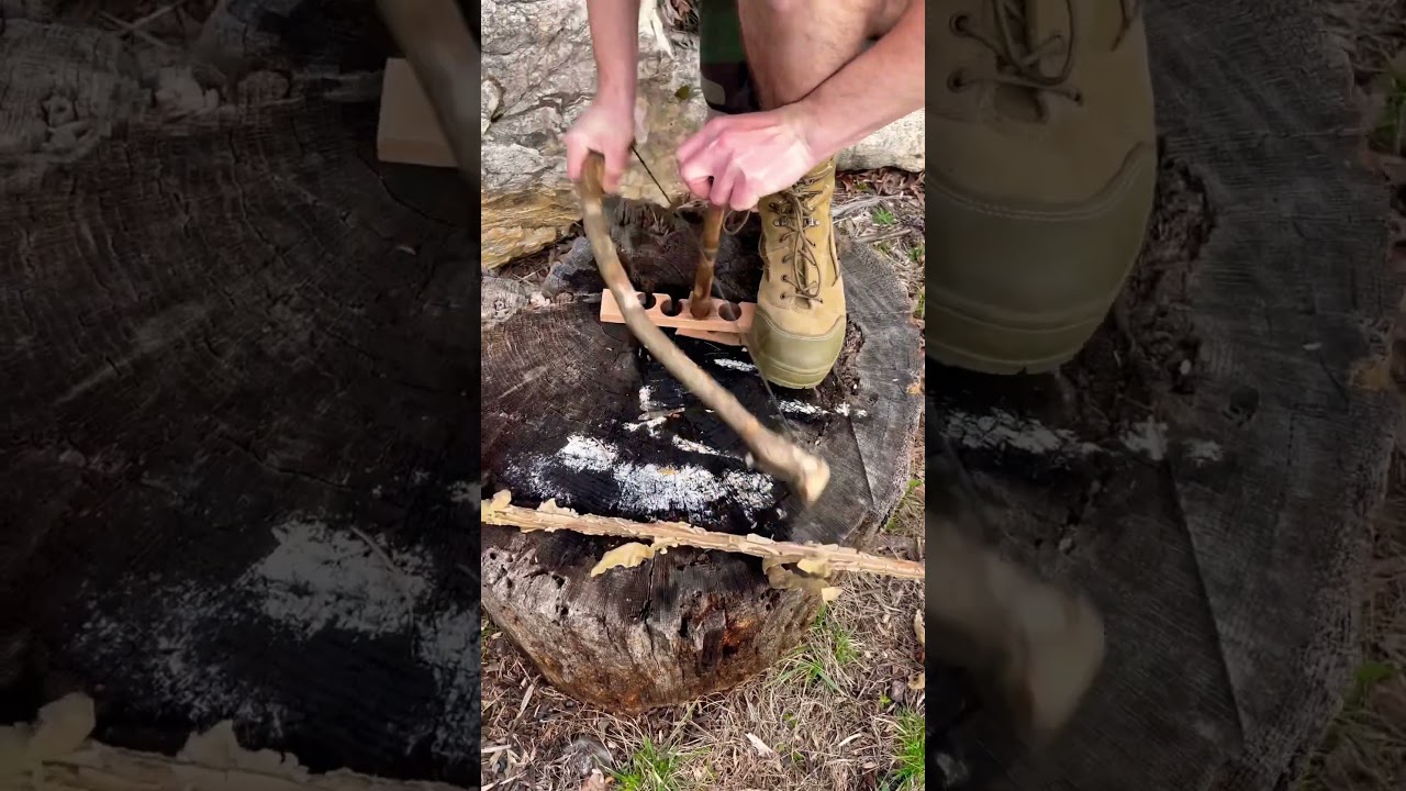 Bow Drill with Mullein Spindle and Bearing Block