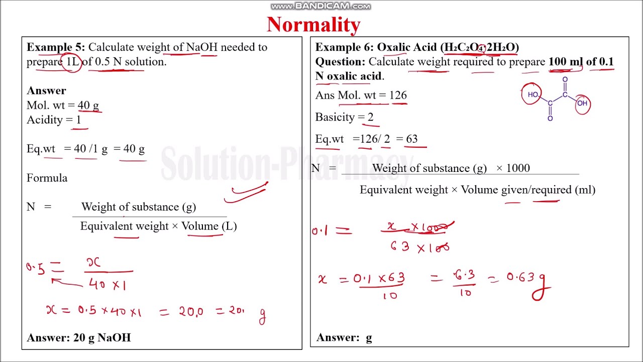 Normality | How to Calculate Equivalent Weight & Normality in Acid Base (Neutralization) Reaction