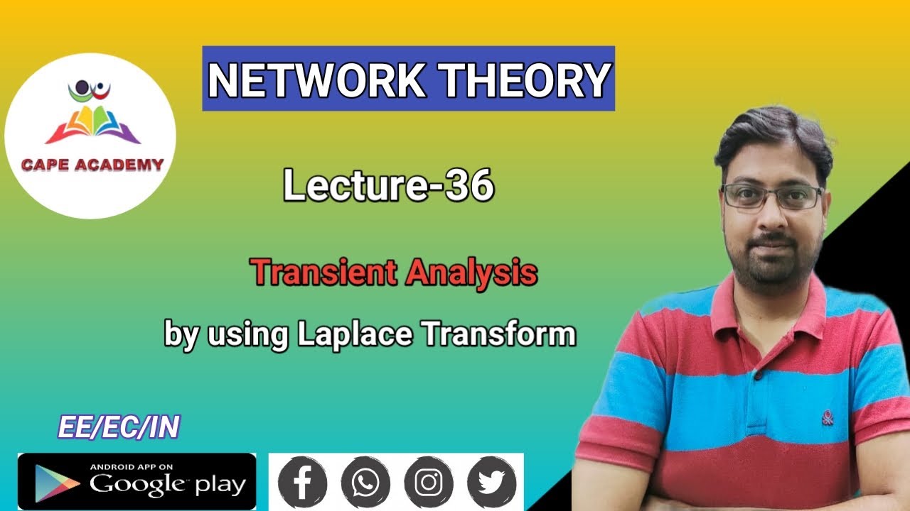 Lec 36 II Transient analysis using Laplace Transform II Network Theory ...