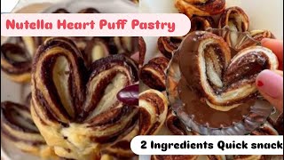 2 Ingredients Quick Snack | Nutella Heart  Puff Pastries 😋  🍫 #quickrecipe #eveningsnack #nutella