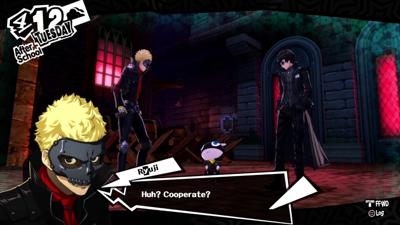 persona 5 4 12 kamoshida s palace joker skull leave morgana