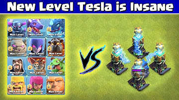 New Level-13 Hidden Tesla vs All Max Troops | Clash of Clans | *Overpowered Tesla* | NoLimits
