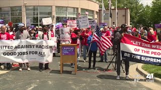Workers rally in support of Proposition A Supreme Court win on International Workers' Day