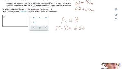 Solving a decimal word problem using a linear inequality with the variable on both sides