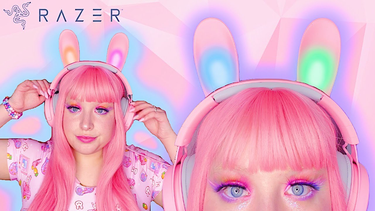 PINK BUNNY EAR HEADSET?! And Bear Ears! ♡ Razer Kraken Kitty V2 Pro ...