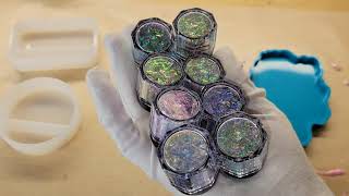 Opal resin coasters using LETS RESIN Chameleon flakes | Unintentional ASMR Relaxing Voice