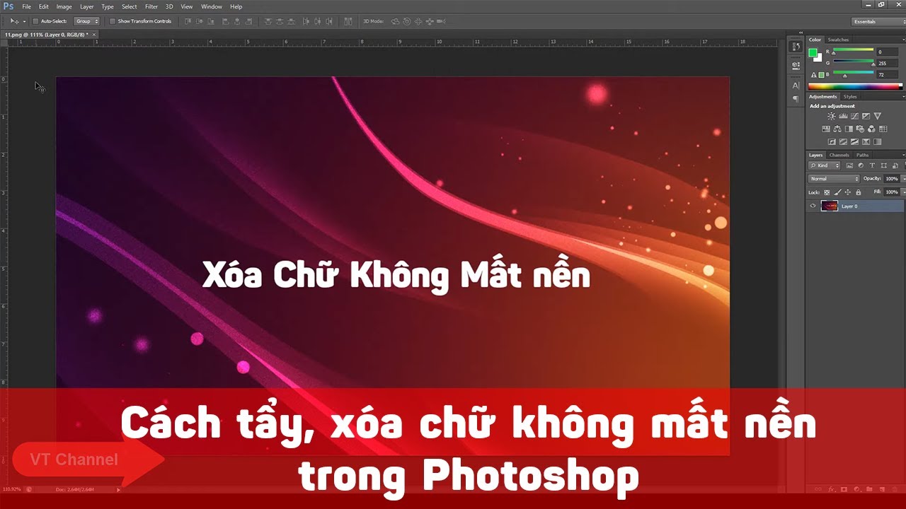 Cách xóa chữ (text) không mất nền trong Photoshop CS6 - youtube