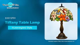 Werfactory Tiffany Style Table Bedroom Lamps Hummingbird Stained Glass S10112T02 W12H18 Inch Wealth