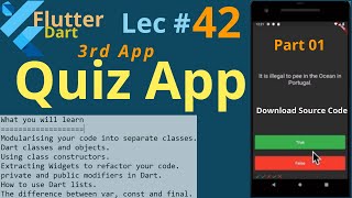 quiz app in flutter complete source code || Lec # 42 || Part 01 Intro