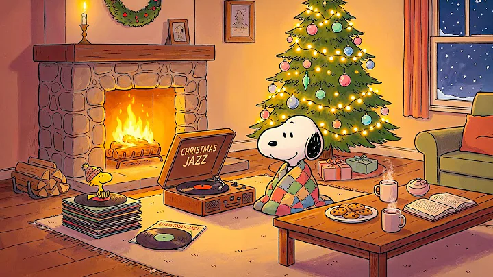 Christmas Mood with Snoopy 🎄| Cozy Fireplace Ambience Jazz & Soft Glow for Positive Vibes