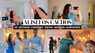 SE ARRUME COMIGO: alisando o cabelo cacheado sozinha + noivado dos amigos | por Jessica Melo