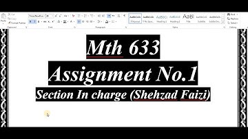 Mth633 Assignment 1 Solution Fall 2023||Shahzad Faizi||Mth633 Assignment 01 Solution 2023