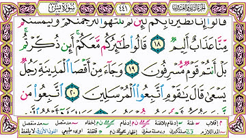 القرآن الكريم مقسم صفحات | الشيخ حاتم فريد | سورة يس | صفحة 441 مكتوبة | مصحف التجويد الملون