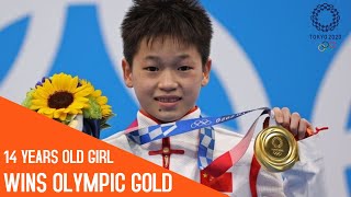 14 years old Chinese Quan Hongchan Wins Gold in Olympics 10m platform Diving
