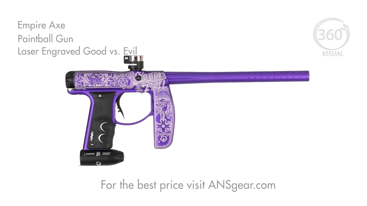 Empire Axe Paintball Gun Laser Engraved Good vs Evil Visual 360