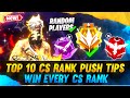 Top 10 clash squad rank push tips  how to win every cs rank  with random players  free fire tips