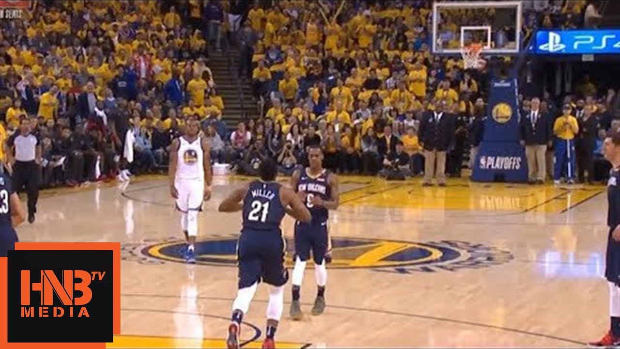Darius Miller epic long shot buzzer / Pelicans vs GS Warriors Game 1