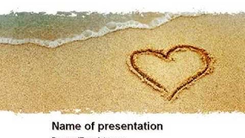 Heart On Sand PowerPoint Template by PoweredTemplate.com