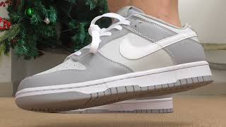 PK GOD NIKE DUNK LOW GREY WHITE ON FOOT REVIEW