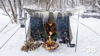 Extreme winter snow storm 38° Solo Camping 4 Days | Winter Camping in Snow Storm, ASMR