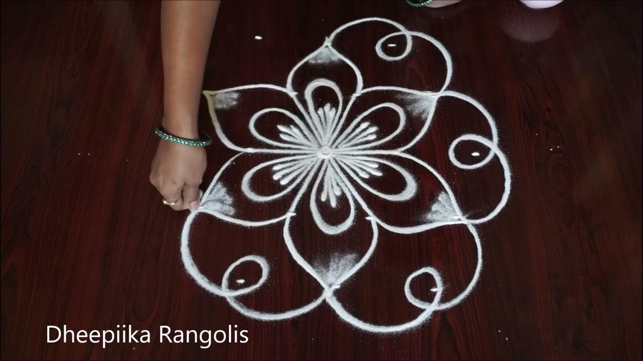 5 dots simple and easy small rangoli design - YouTube