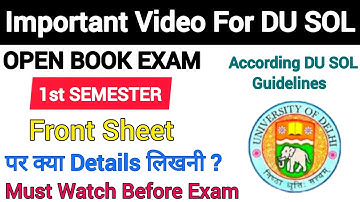 DU SOL 1st Semester OBE Front Sheet Demo | Answer Sheet Demo | SOL open  book exam 2021-22