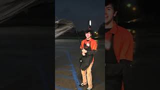 Wind Damages Umbrella As Guy Stands Outside During Storm In Usa - 1502885