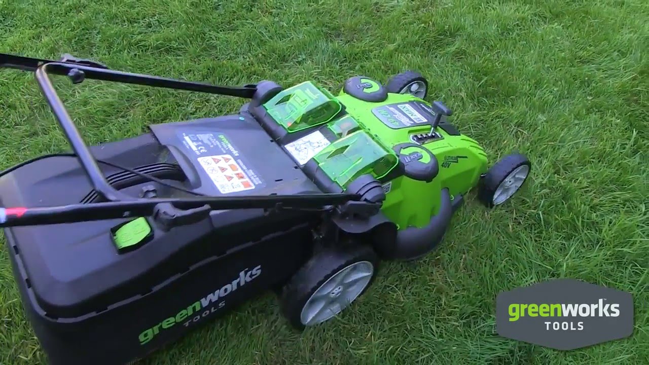 G-MAX 40V  49 см GREENWORKS G40LM49DB Twin Force - YouTube