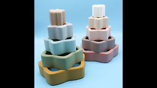 Stacking Nesting Toy Silicone Block Building Stacker Educational Sensory Montessori Toys for Kids