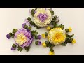 Ribbons Flower and buds.DIY/Flor con brotes de cintas/Цветок с бутонами из лент 2.5см