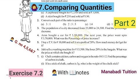 7th class maths|Chapter 7|🤷‍♀️Comparing Quantities|💁‍♂️Exercise 7.2 |Q.no 4,5,6&7|part 2