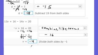 8th Grade Math IXL W 13 Solve equations complete the solution