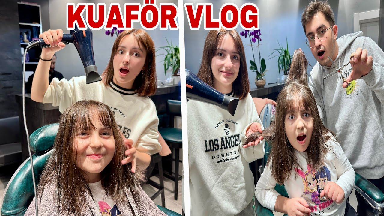 ZEYNEP VE HİRANUR SAÇ KESTİYOR KUAFÖR VLOG بابا جاب لي بالون - جنى مقداد | طيور بيبي