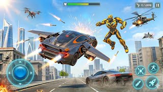 Flying Jet Car Transformation Robot Game Mega Robo Transform War Battle in City - Android Gameplay screenshot 5