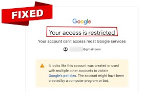 How to Fix Google Account - Your access is restricted Your account can't access most Google services