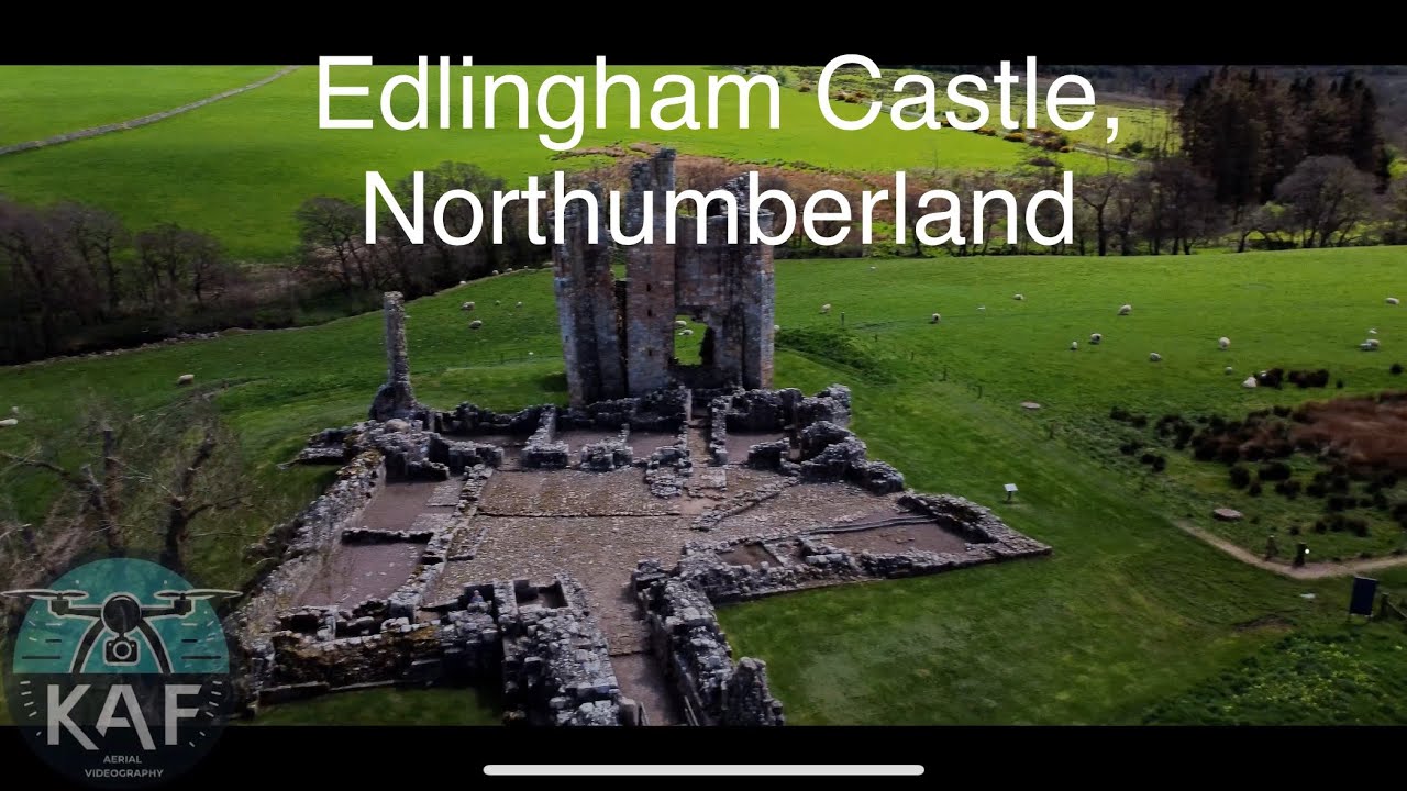Drone footage of Edlingham Castle, Northumberland