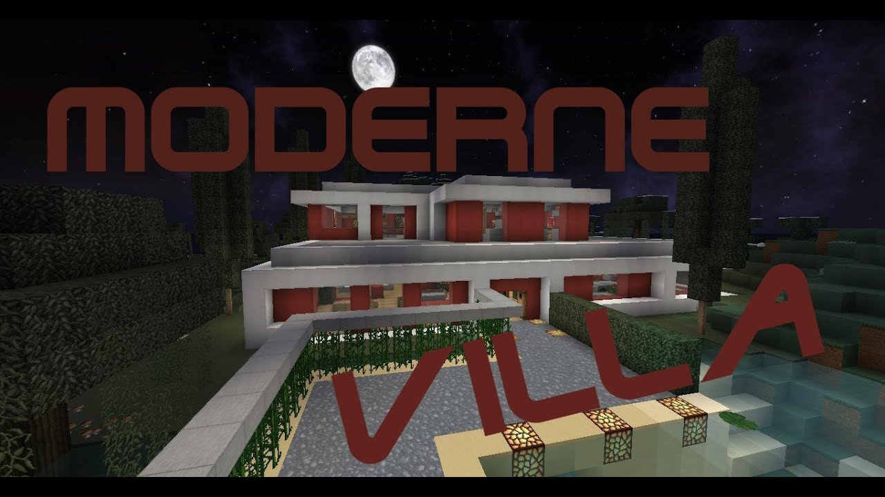 Minecraft große moderne villa rot mit tv ecke moderner küche etc