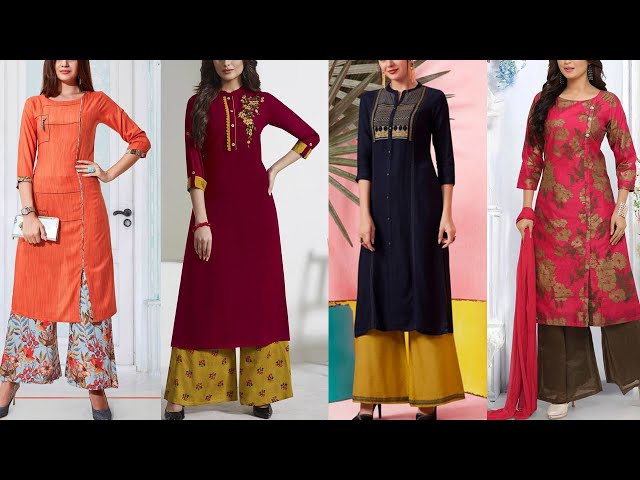 Long kurti with palazo design Simple Plazo Kurti Design/Punjabi suit design  long kurti with lehenga - YouTube