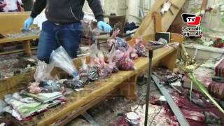 «أشلاء ودماء».. اللقطات الأولي داخل كنيسة مارجرجس بطنطا بعد التفجير
