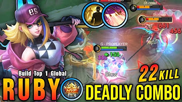 22 Kills!! Deadly Flicker Combo Ruby MVP 15.4 Points!! - Build Top 1 Global Ruby ~ MLBB