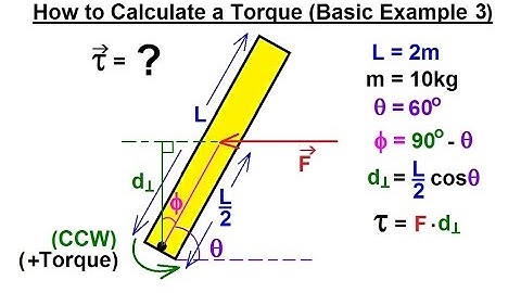 Physics 15  Torque Fundamentals (9 of 13) How to Calculate a Torque (Basic Example 3)