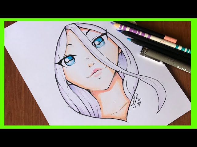 Desenho De Desenhando Um Vetor Rosto Garota Anime Para Esboço