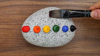 Very Simple & Easy Acrylic Painting on StoneStep by Step #880Painted RocksSatisfying