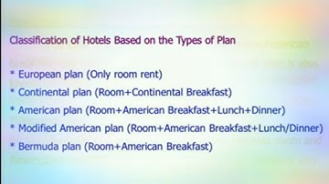 Classification of Hotels Based on the Types of Plan