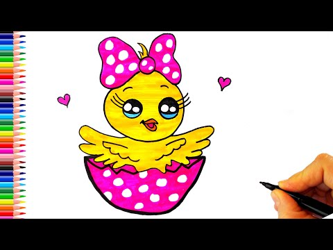 Sevimli Civciv Çizimi - Yumurtadan Çıkan Civciv Çizimi - How To Draw a Baby Chick in Egg